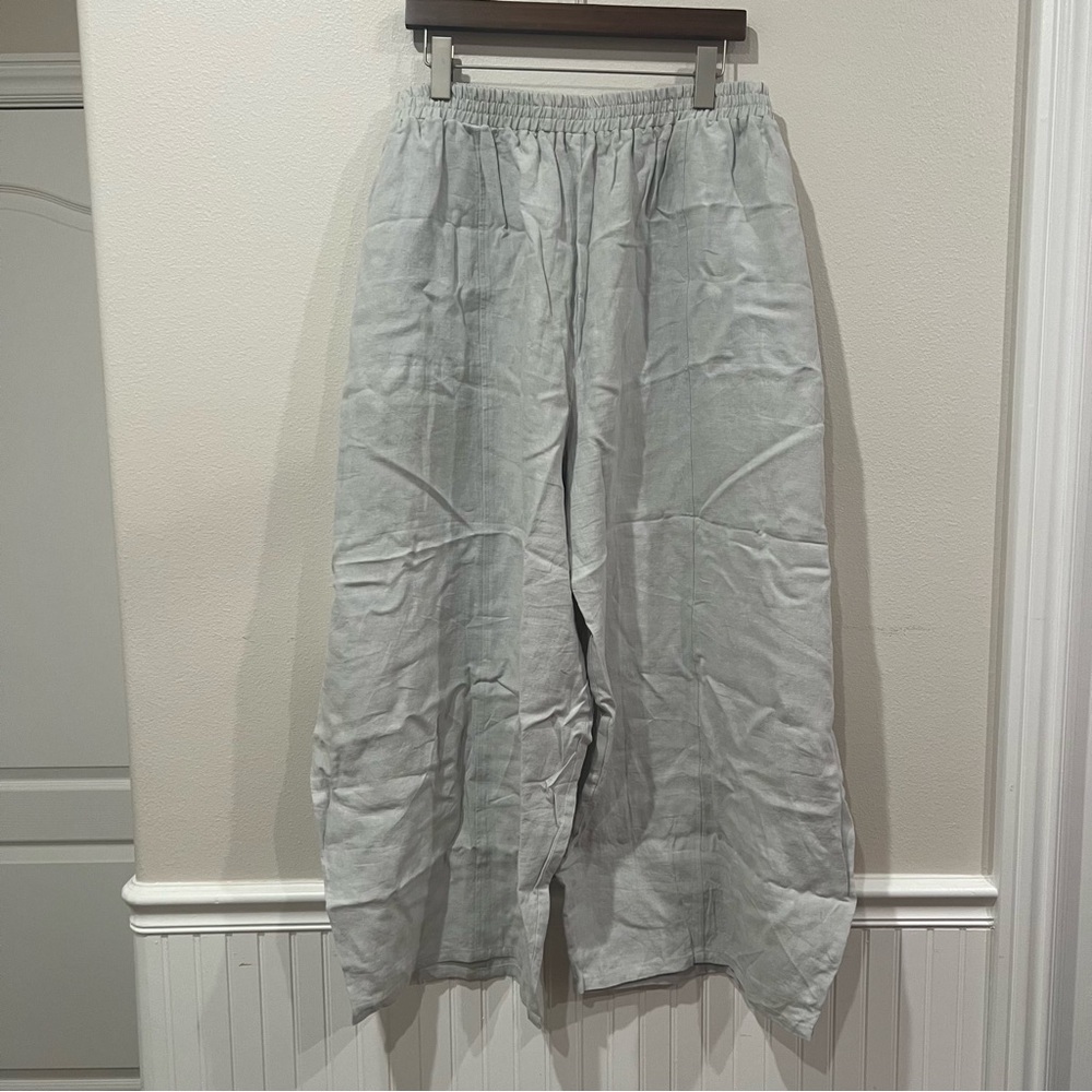 Cloud Grey Linen Pants Wide Leg Size 3X